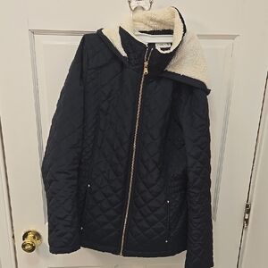 Women's Quilted Black Jacket with Cream Lining